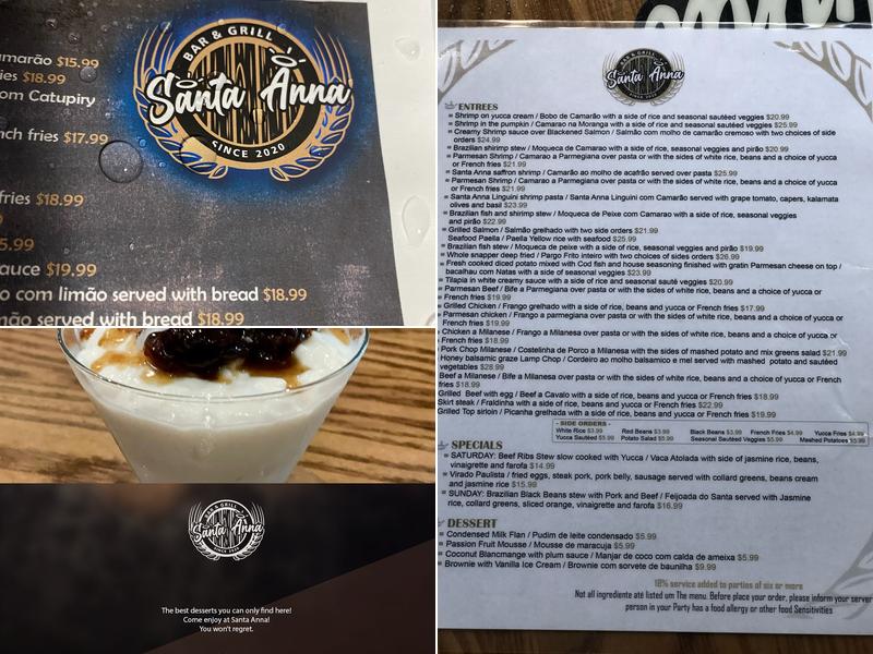 Santa Anna Bar & Grill Menu