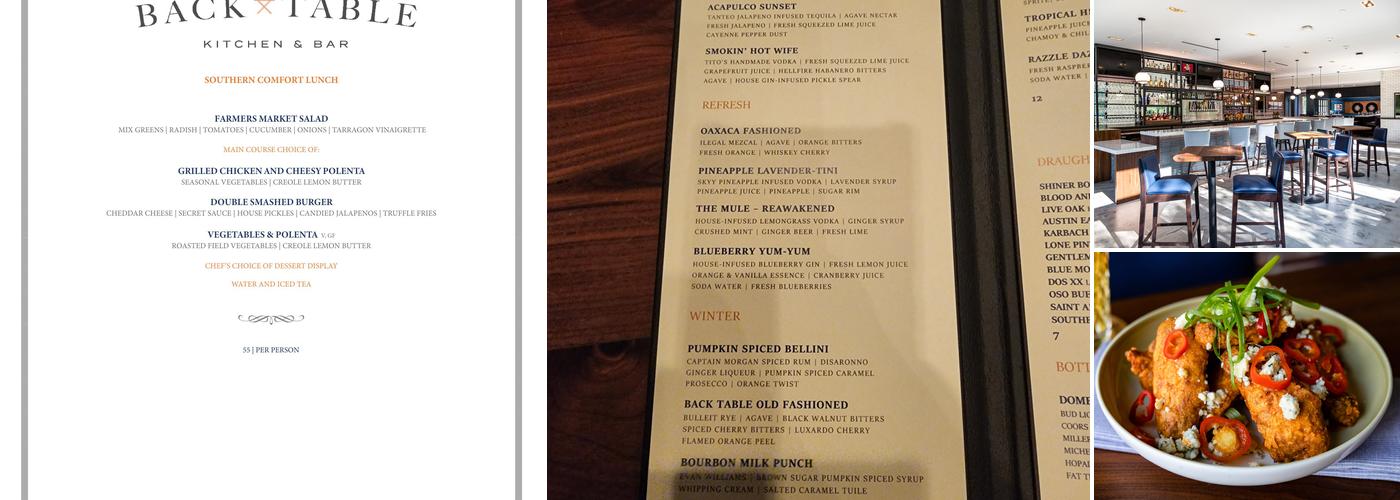 Back Table Kitchen & Bar Menu