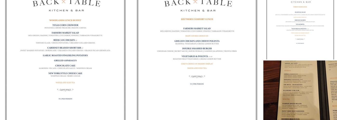 Back Table Kitchen & Bar Menu