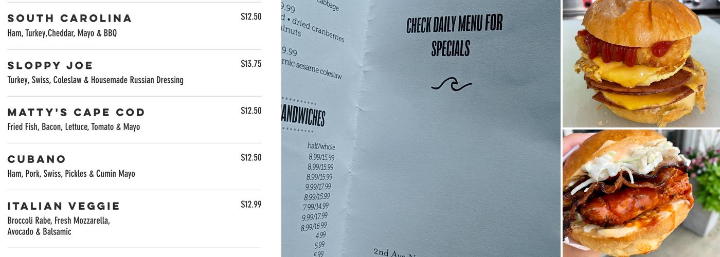 2nd Ave Sandwich Shop Menu