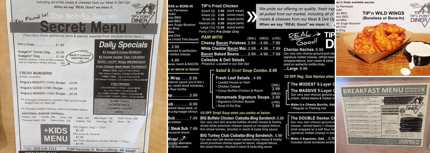 TIP'n POINT Diner Menu