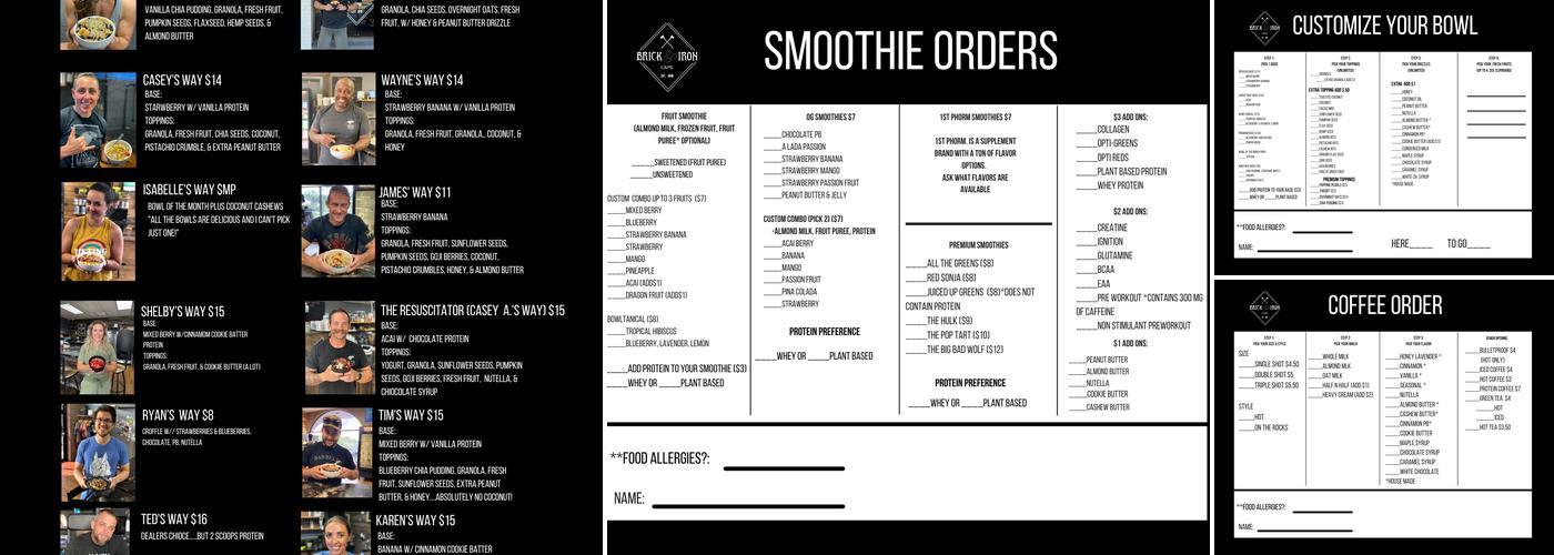 Brick & Iron Cafe Menu