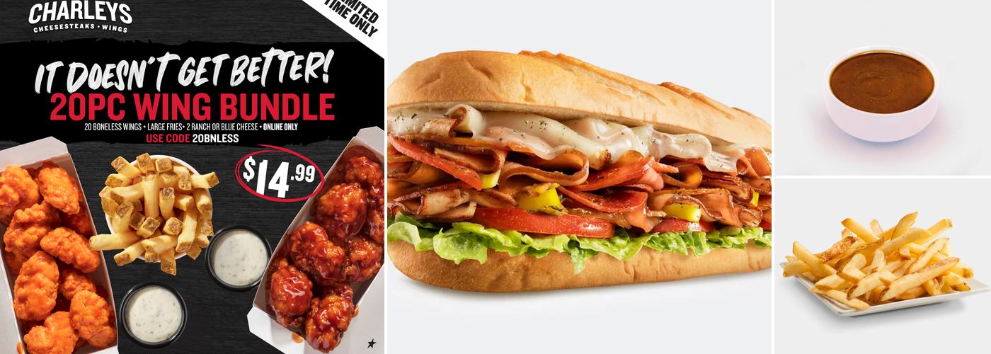 Charleys Cheesesteaks and Wings Menu