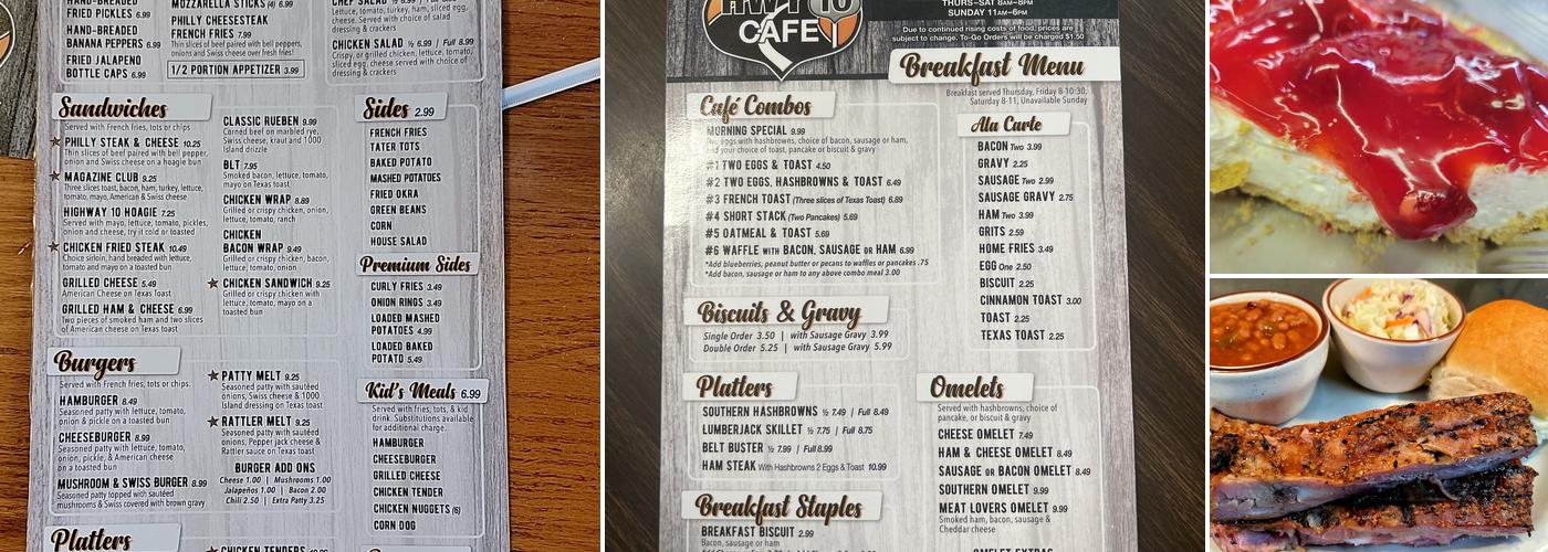 Mel's HWY 10 Cafe Menu