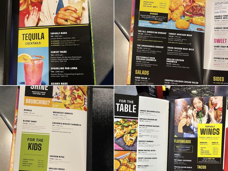 Topgolf Menu