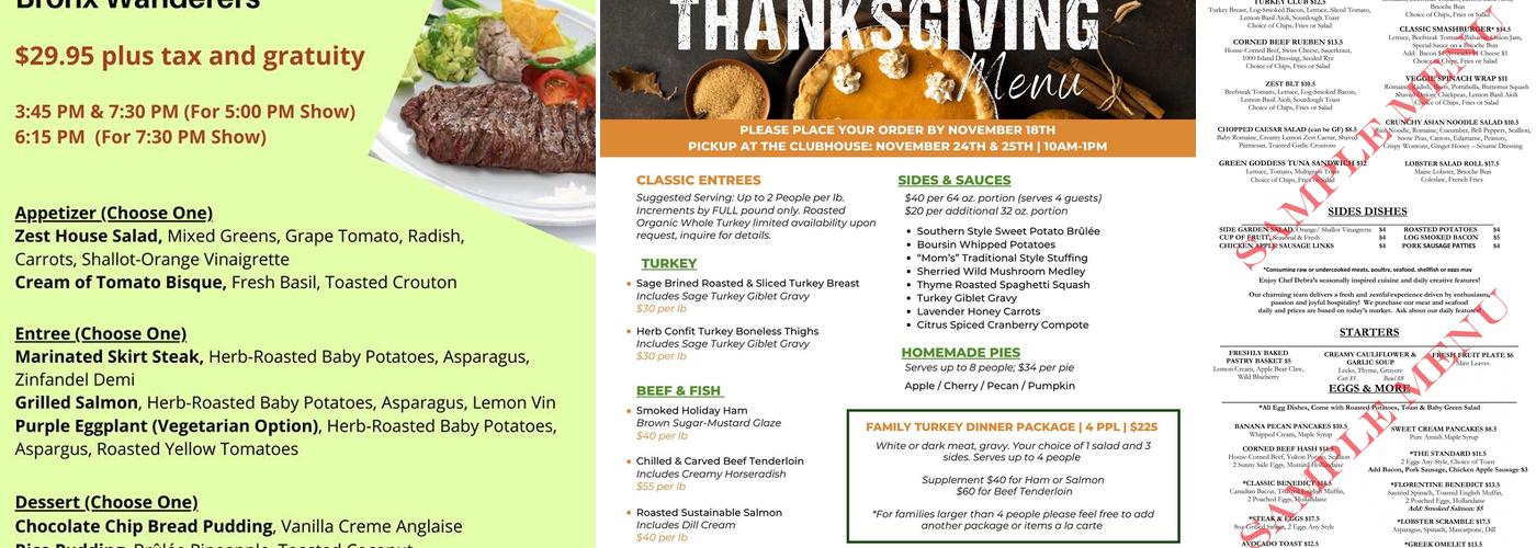 Zest Restaurant at Valencia Bonita Menu