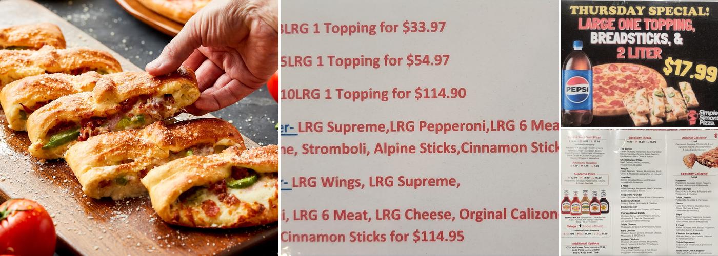 Simple Simon's Pizza Menu