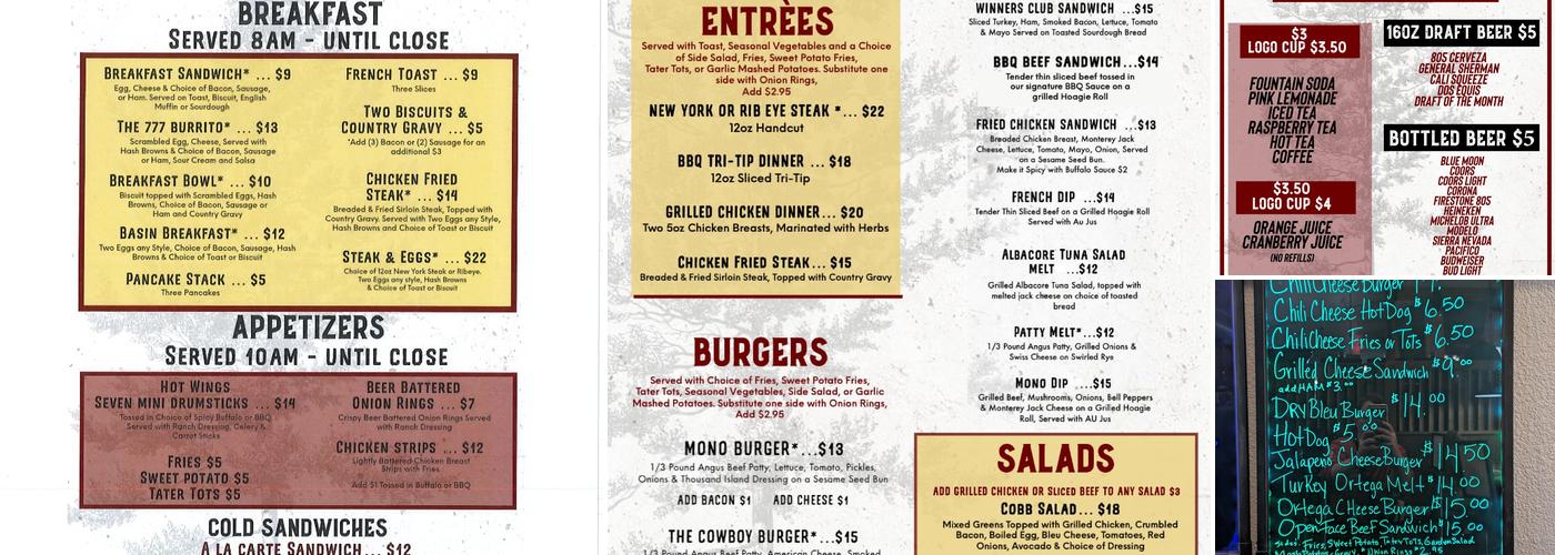 Broken Arrow Restaurant Menu