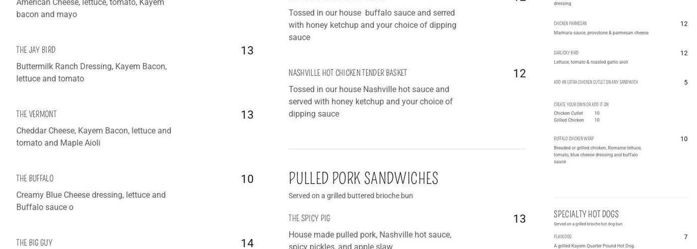 Chicken & The Pig Food Truck Menu