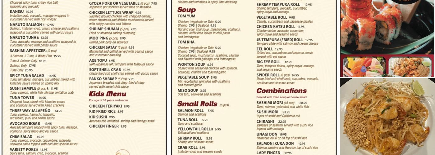 CHIM AUTHENTIC THAI AND SUSHI BAR Menu