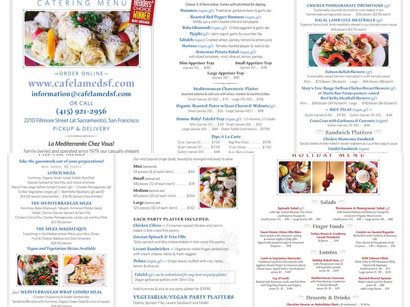 La Mediterranee Catering Menu