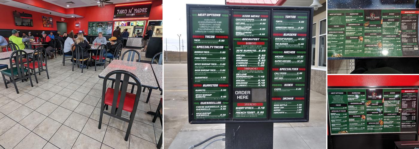 Tako N' Madre Menu