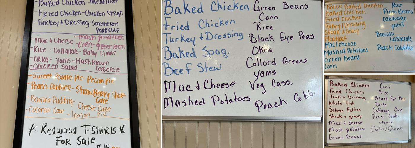Redwood Cafeteria and Catering Menu
