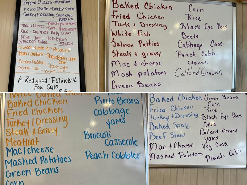 Redwood Cafeteria and Catering Menu