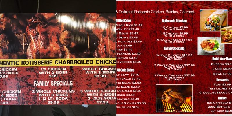 Resturant Pica Pollo Menu