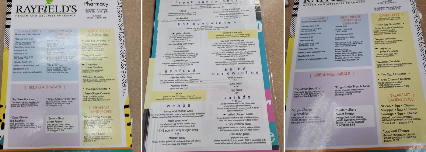 Rayfield Fountain Menu