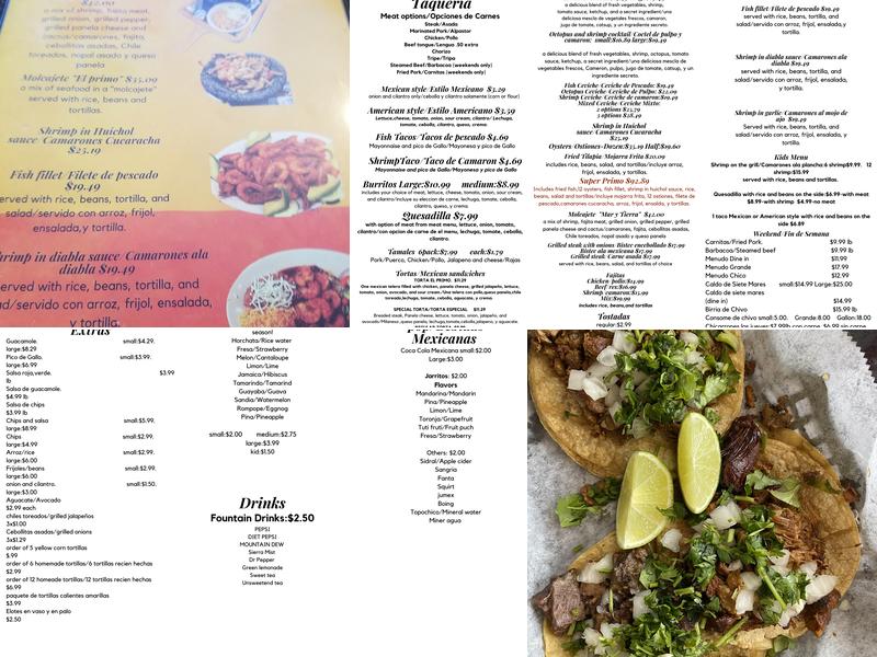 Taqueria Y Mariscos El Primo llc Menu