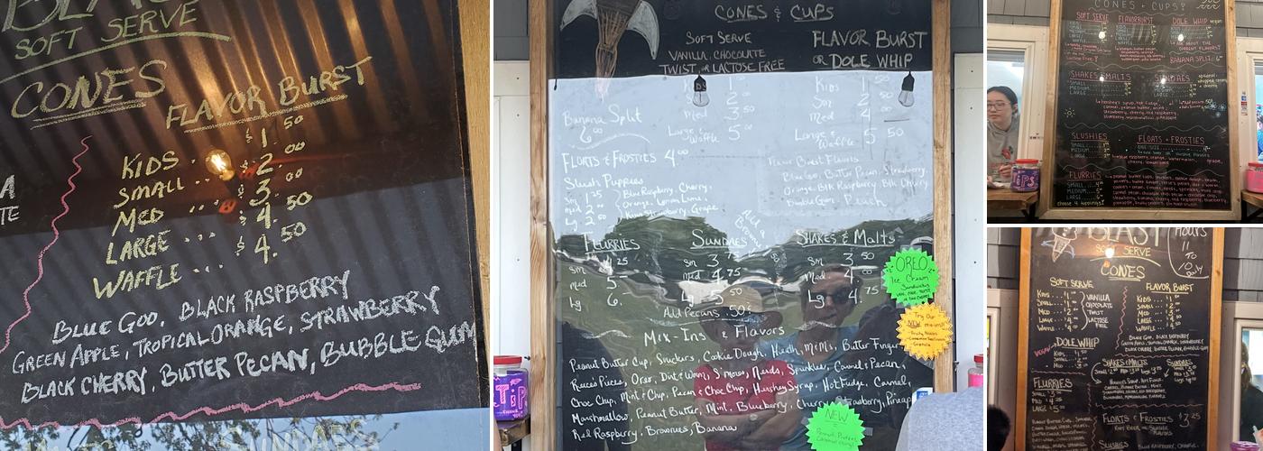 Blast Soft Serve Menu