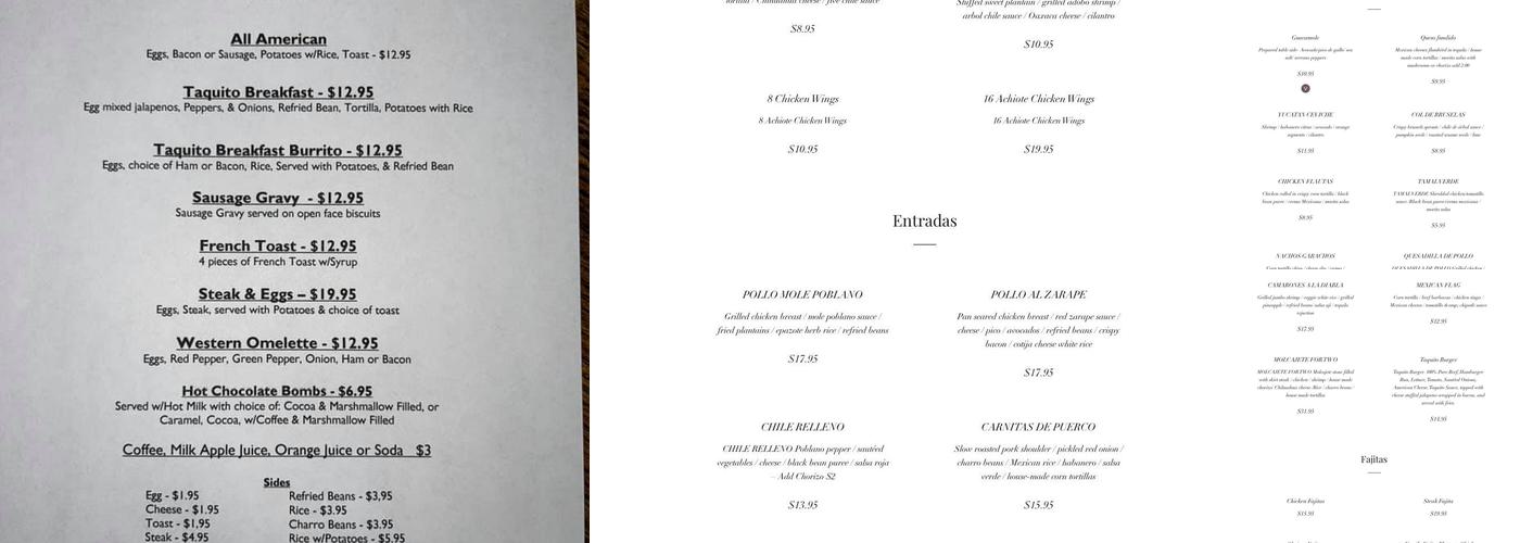 El Taquito Latin Kitchen & Bar Menu