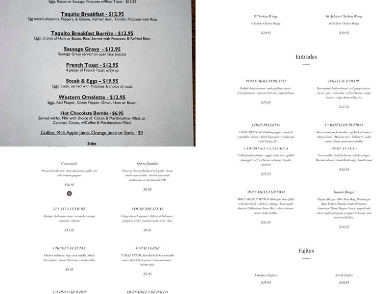 El Taquito Latin Kitchen & Bar Menu