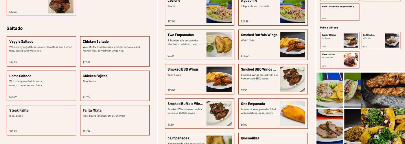 Tigo's Peruvian & Mexican Grill Menu