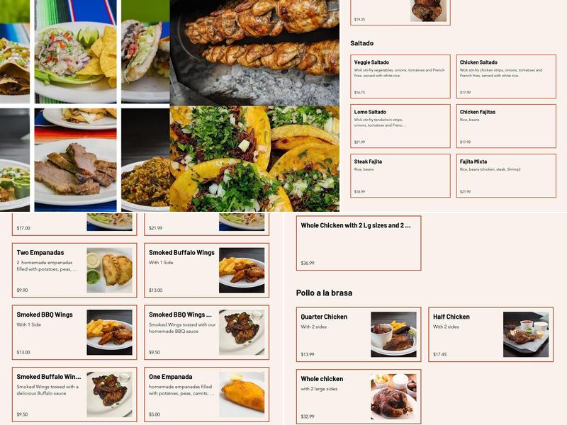 Tigo's Peruvian & Mexican Grill Menu