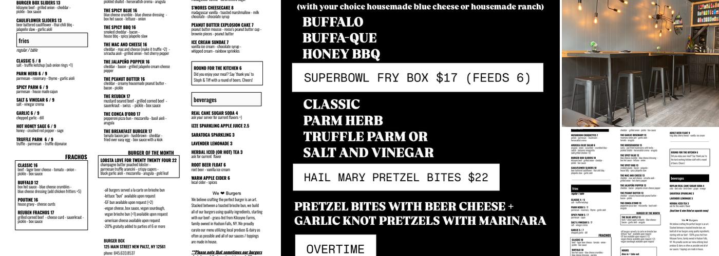 Burger Box Menu