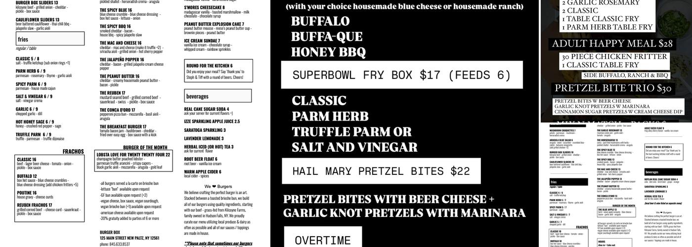 Burger Box Menu