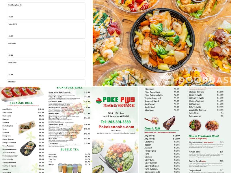 Poke Plus Kenosha Menu