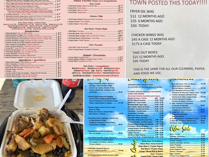 Cuban food cefeteria inside gas station Menu