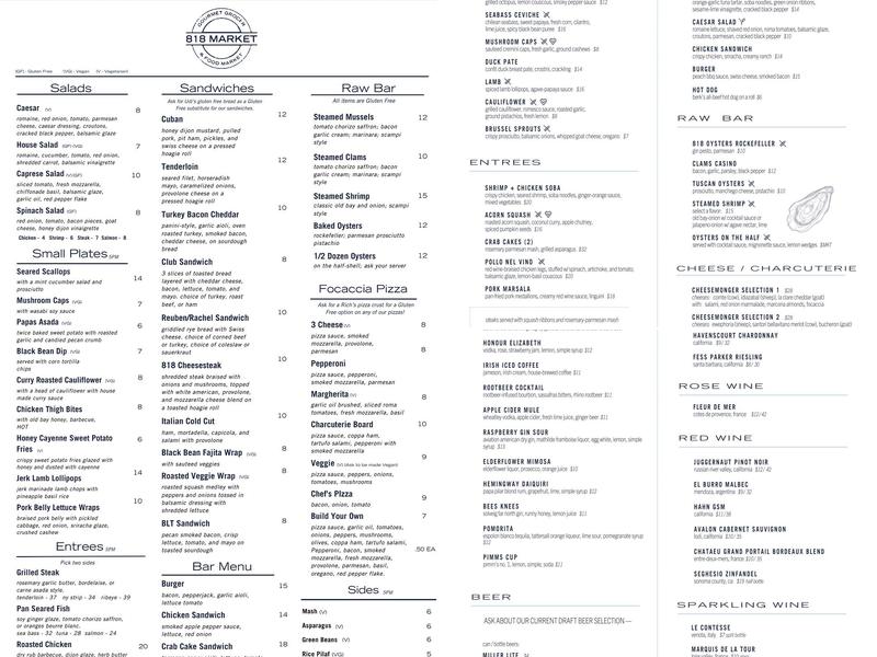 818 Market Menu