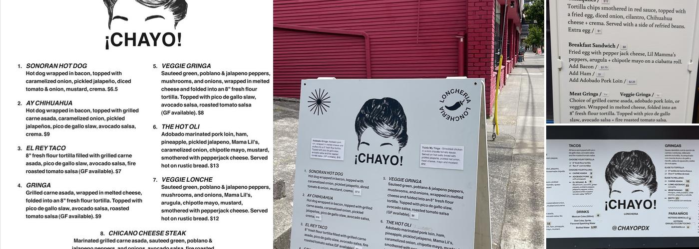 ¡Chayo! Menu