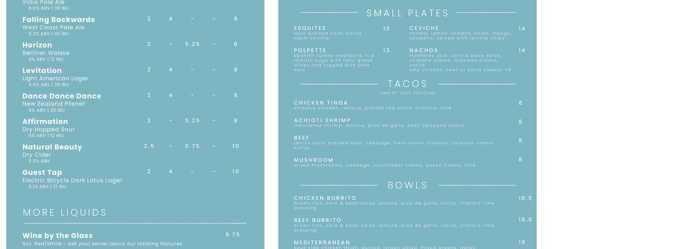 Boardwalk Brewing Menu