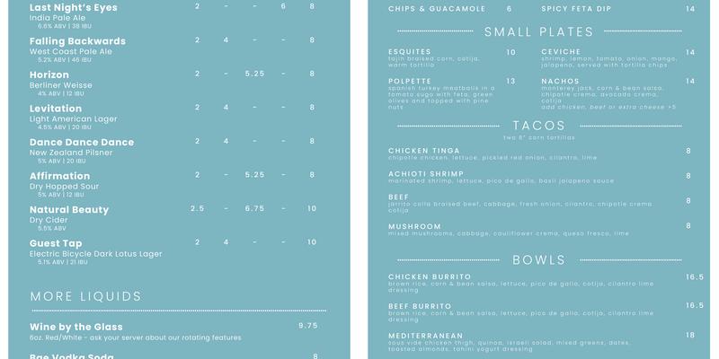 Boardwalk Brewing Menu