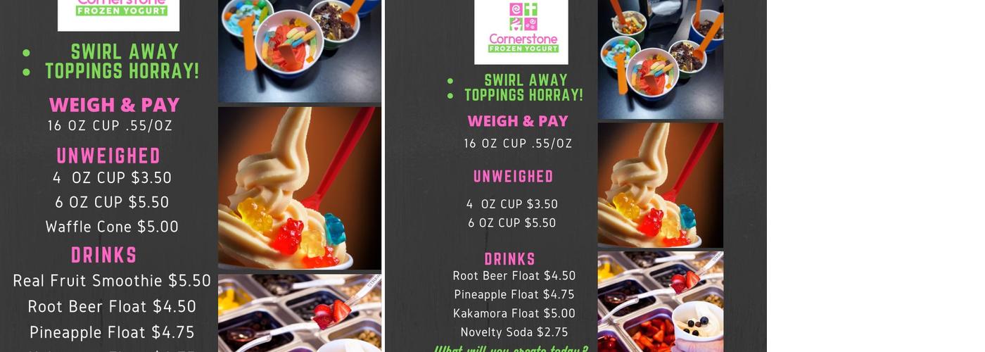 Cornerstone Frozen Yogurt Menu