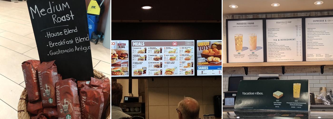 Frank Sinatra Service Area Menu