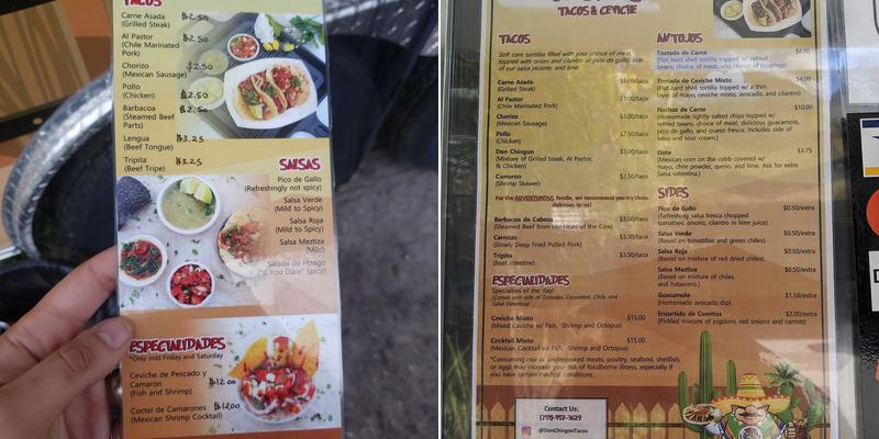 Don Chingón Tacos Menu