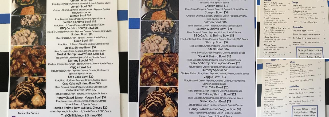 jumpin out the pot Menu