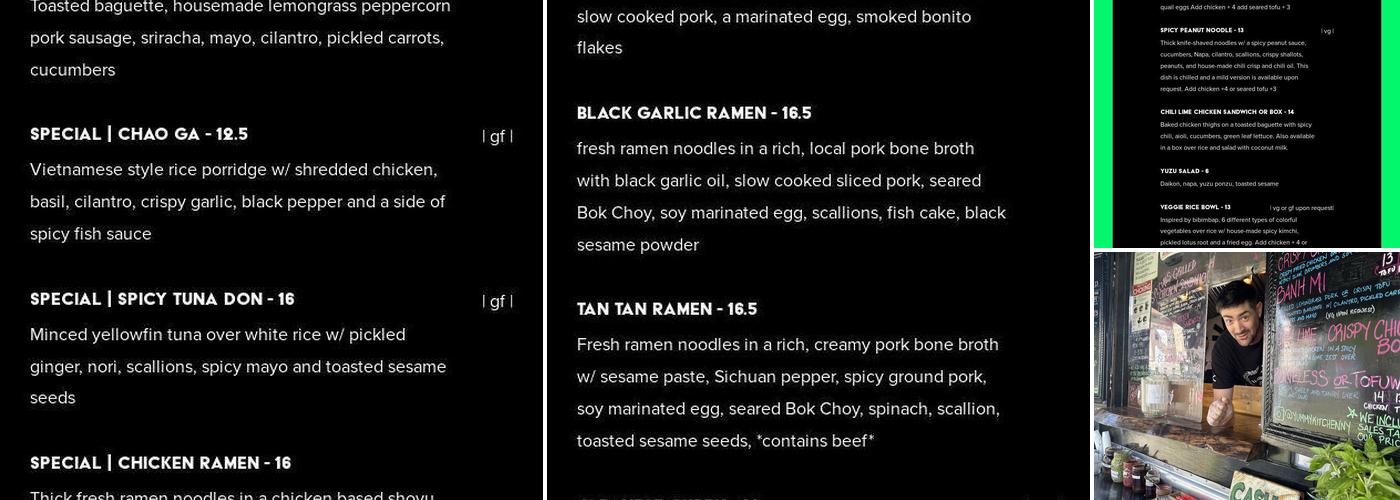 Yummy Kitchen at the Cannonball Factory Menu