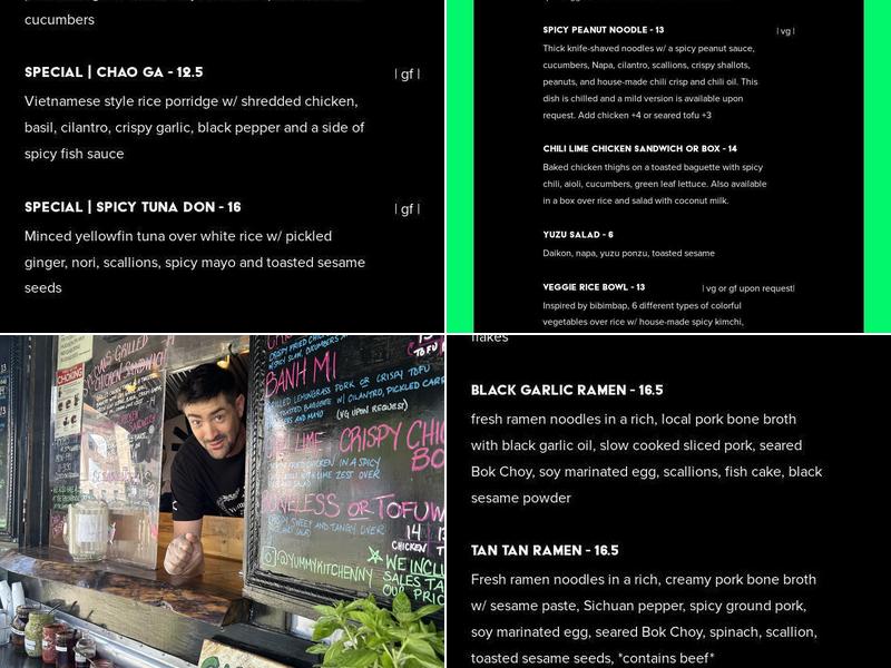 Yummy Kitchen at the Cannonball Factory Menu