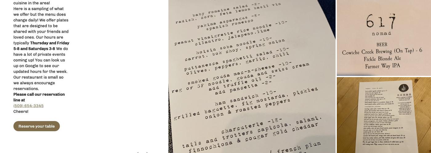 Nomad Kitchen Menu