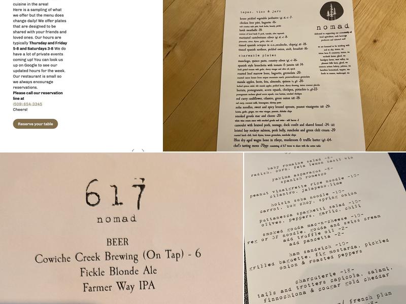 Nomad Kitchen Menu