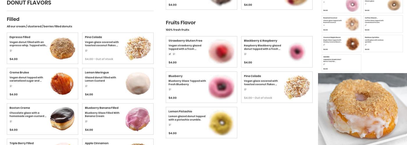 Devi's Donuts and sweets Menu