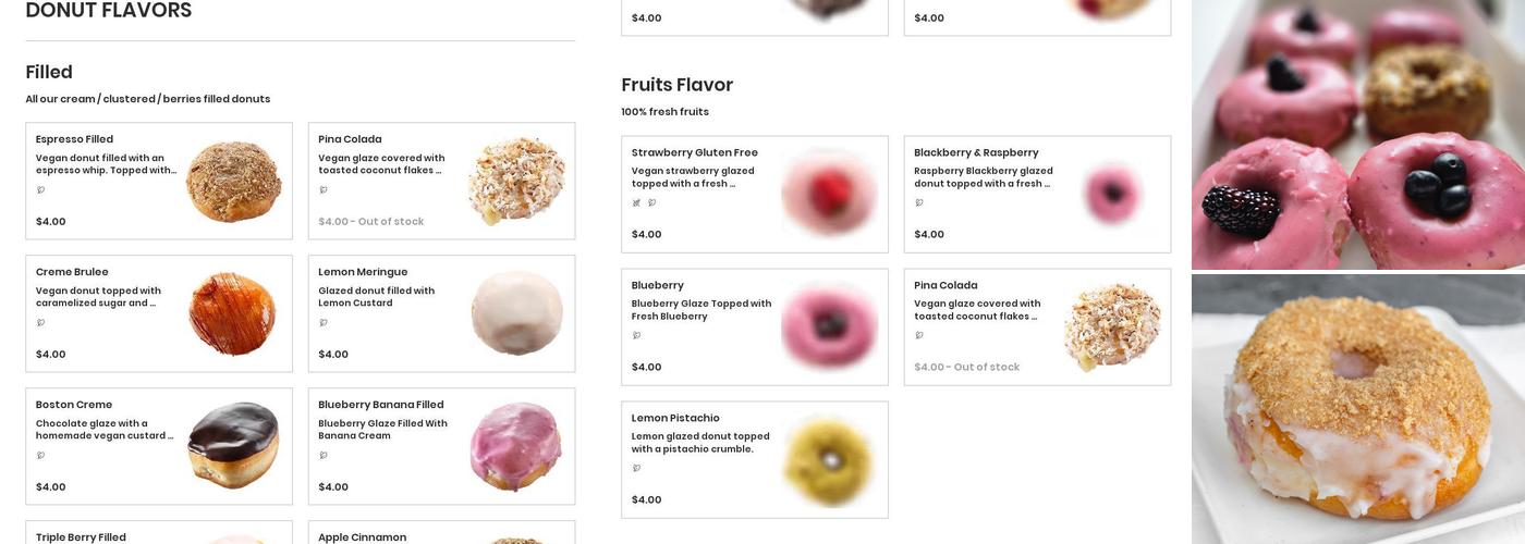 Devi's Donuts and sweets Menu