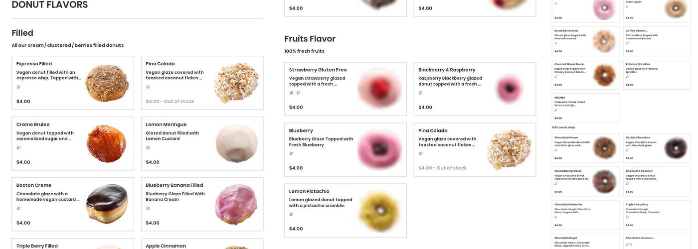 Devi's Donuts and sweets Menu