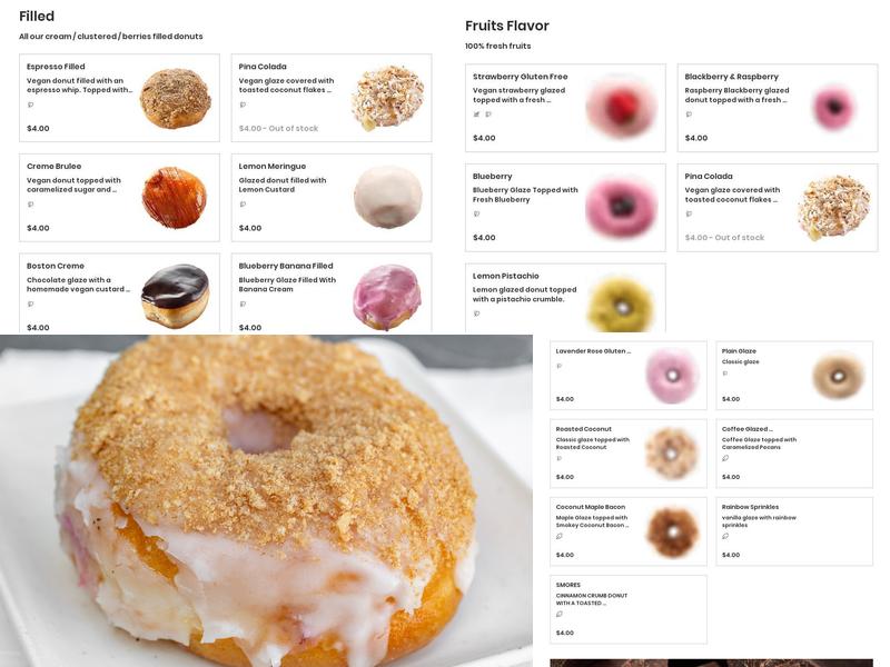 Devi's Donuts and sweets Menu