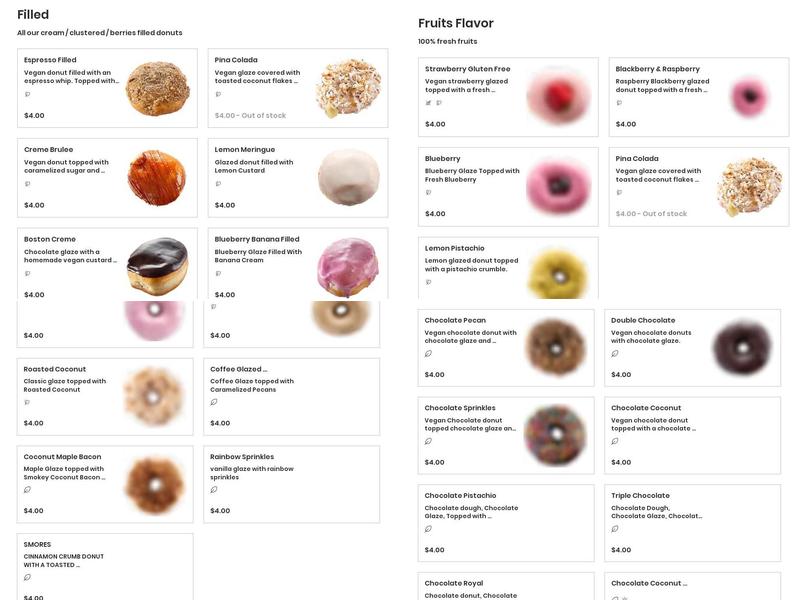 Devi's Donuts and sweets Menu