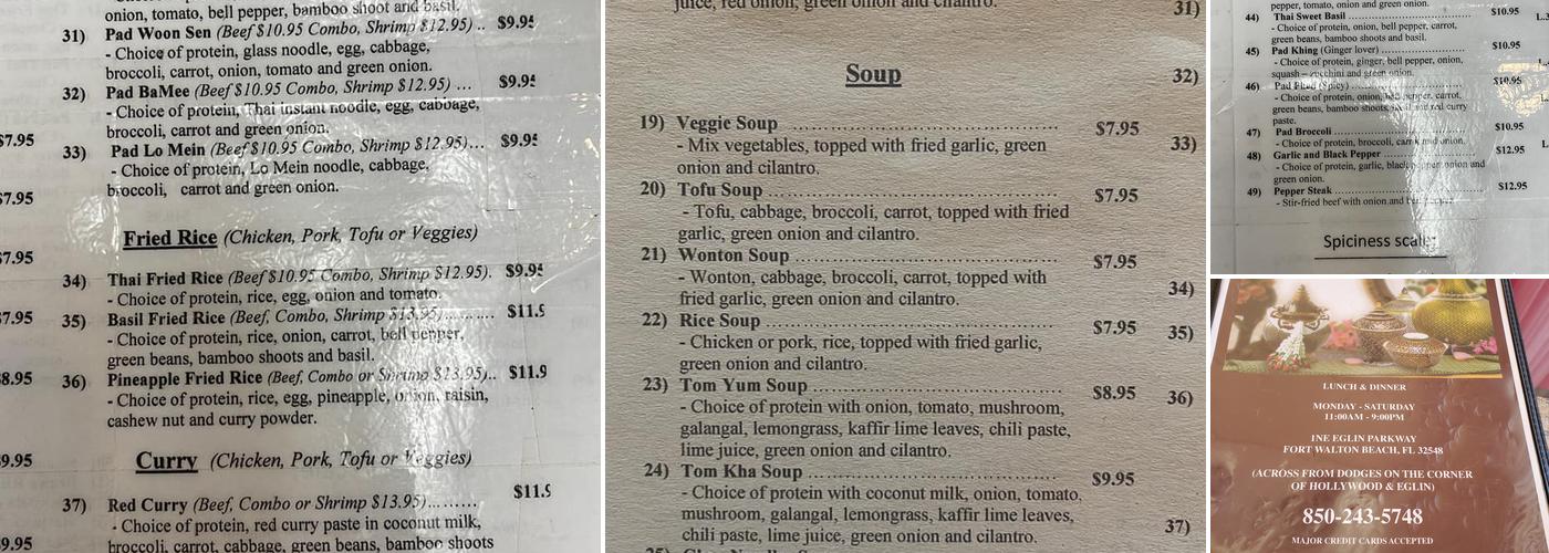 Thai Kitchen Menu