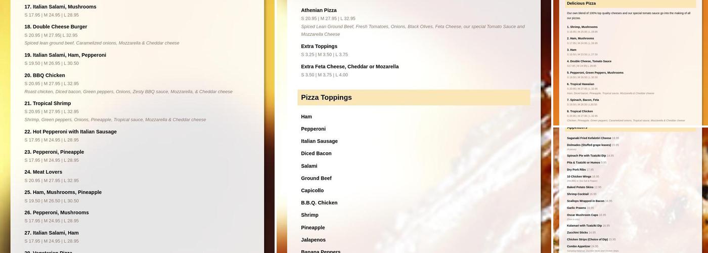 Ocean Park Pizza & Steak House Menu