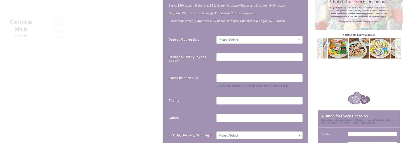 Sugar Batch Cookies Menu